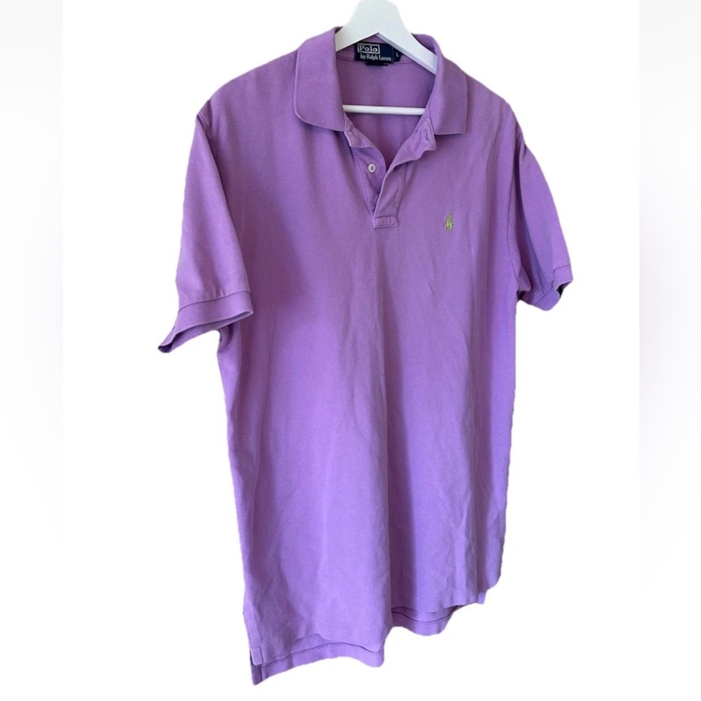Ralph Lauren Lavender Short-Sleeve Polo Shirt Green Logo Size L - Picture 2 of 6